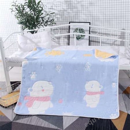 纯棉纱布儿童盖毯学校定做加厚十层毛巾被定制