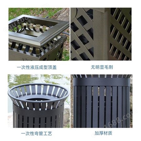 户外垃圾桶 不锈钢加厚景区钢木垃圾箱 公园院子环保镀锌板