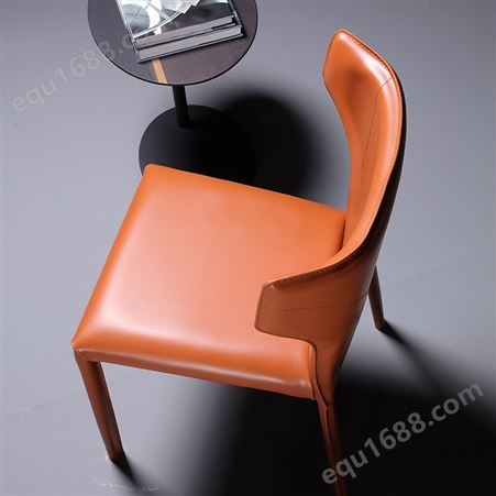 北欧轻奢马鞍皮椅现代极简餐椅家用靠背椅鼎富DF-007