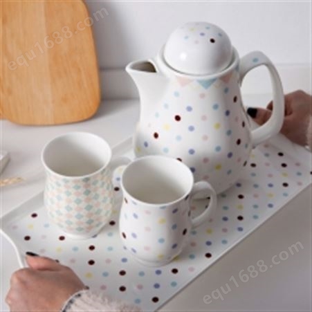红素陶瓷水杯水具套装创意凉水壶冷水壶杯子茶壶带托盘 100件起订不单独零售