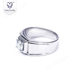 欧美时尚1克拉莫桑石戒指仿真钻纯银结婚送男友礼物