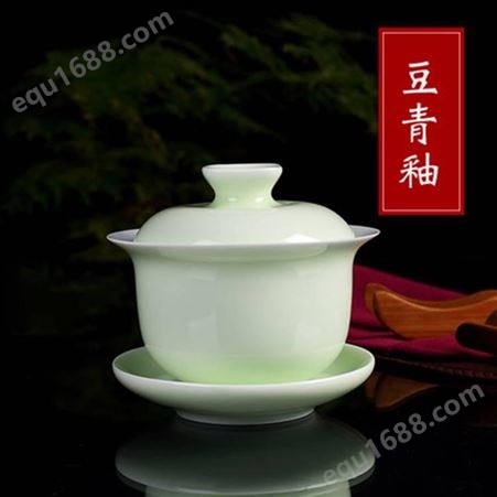 景德镇陶瓷三才盖碗茶杯 单个不烫手茶具 家用白瓷手绘功夫茶泡茶具