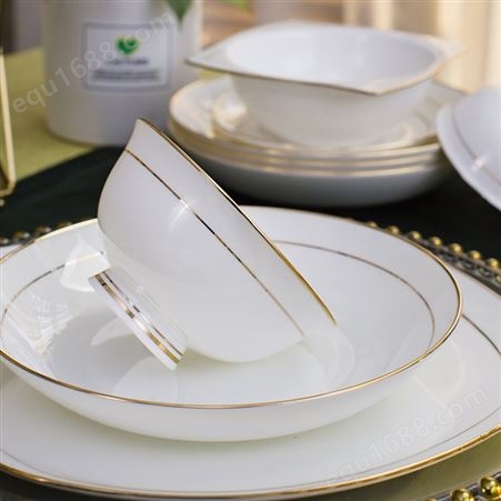 餐具套装碗盘家用中式高档碗碟奢华欧式骨瓷景德镇陶瓷碗套装组合