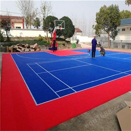 制造 羽毛球场篮球场悬浮拼装地板双米菱形格