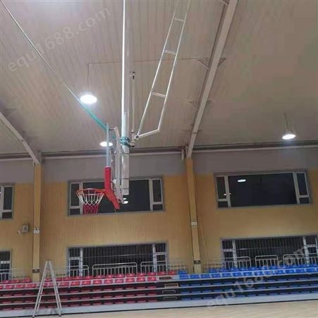 电动遥控折叠升降吊挂式篮球架 地埋固定式篮球架 鸿福 室内可升降折叠篮球架 鸿福体育
