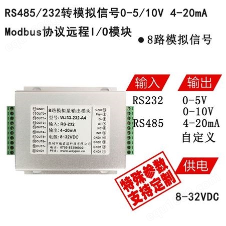 rs485轉4-20mA modbus 協議遠程IO模塊 0-10V標準模擬信號輸出
