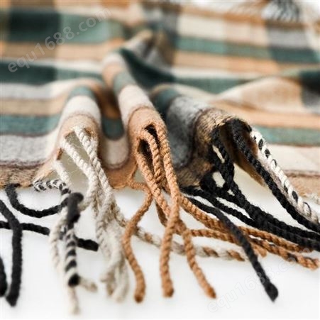 毯子 北欧午睡毯英伦格子毛毯 棕绿格纹家居休闲毯子