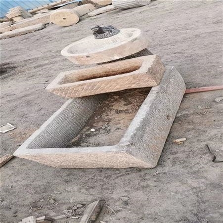 仿古青石鱼缸 长方形做旧花盆雕塑 养鱼池老石槽石雕摆件 源聚商贸
