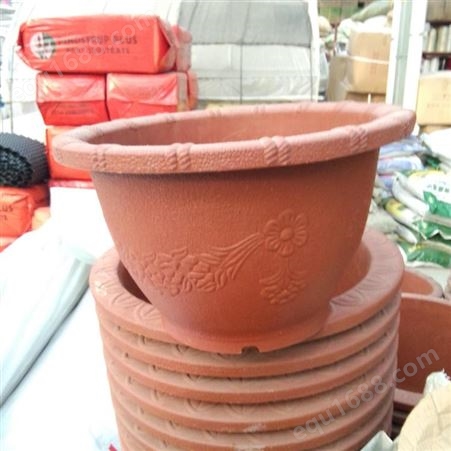 加厚塑料花盆 砖红色塑料花盆 口径30-80 使用5-8年