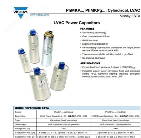 VISHAY,LVAC功率电容器,PHMKP400.1.02 Art. 5341-4436