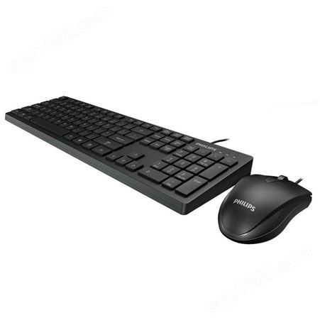 Philips/飞利浦巧克力键盘鼠标套装有线电脑笔记本外接防水小型便携游戏办公家用薄 飞利浦SPT6205有线键鼠套装(黑色)