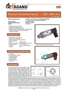 工业标准压力传感器 - ADZ NAGANO GMBH