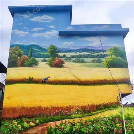 光盛画艺 乡村外墙绘画 手绘壁画 农村墙体彩绘