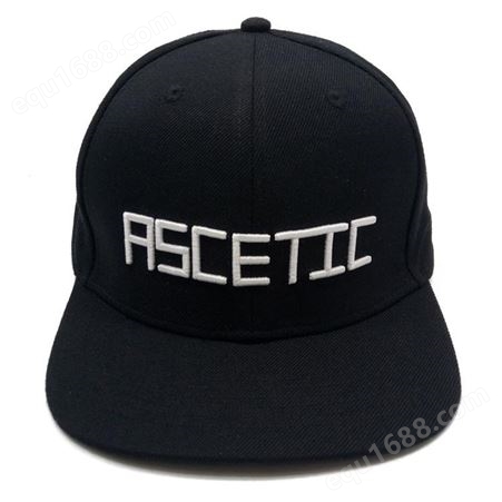 黑色嘻哈帽定做厂家 立体绣花字母logo平沿帽 韩版潮牌嘻哈帽