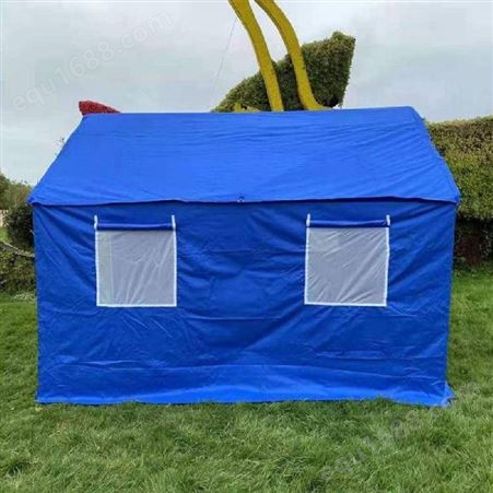 昆明救灾帐篷 蓝色12平米救援帐篷 救灾临时住人帐篷