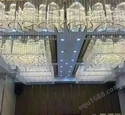 酒店水晶灯方形宴会厅工程灯定制品牌非标图案造型异型吸顶灯