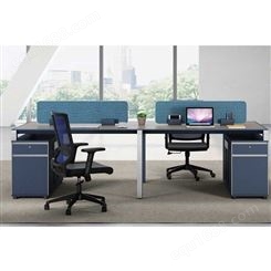 蓝色屏风办公桌 简约办公桌 屏风办公桌定制