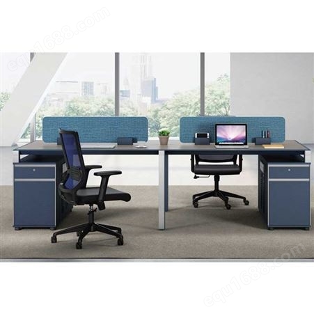 BLB-D1228蓝色屏风办公桌 简约办公桌 屏风办公桌定制