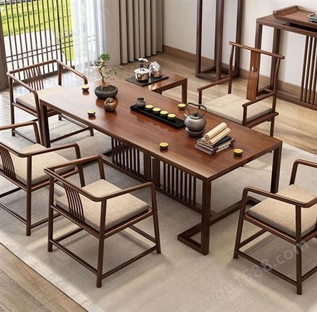 现代茶室家具 新中式家用实木泡茶桌 实木茶台厂家