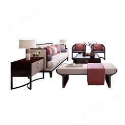 乌金木实木沙发组合 现代新中式大小户型 客厅单双三位设计师家具