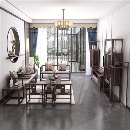 广东现代简约沙发组合 客厅新中式沙发  新中式沙发组合工厂