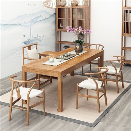 贵州新中式实木茶桌椅现代茶台组合设计 客厅茶馆茶桌茶公室实木桌子批发