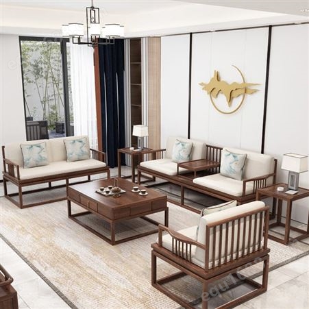 中高档新中式沙发 定制新中式实木沙发 禅意中式沙发厂家