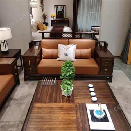 浙江杭州 实木沙发组合客厅家具 中式现代转角沙发组合 小户型木质沙发 农村经济型布艺沙发