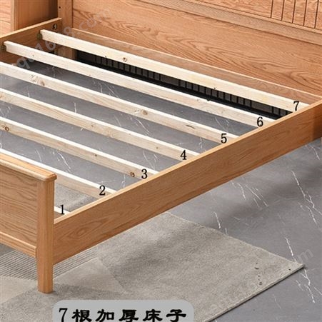 实木床北美红橡木床厂家 1.8米双人床简约现代1.5米儿童单人床主卧家具批发