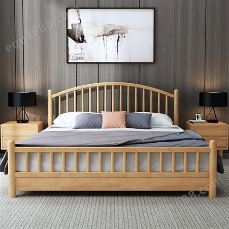 北欧日式实木床1.8m*1.5双人单人主卧室床现代新中式简约家具