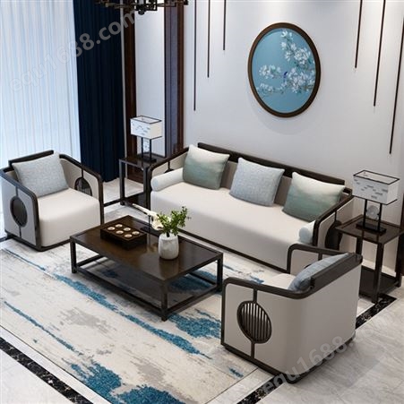浙江现代中式沙发 禅意木质沙发组合  新中式实木沙发组合全屋定制