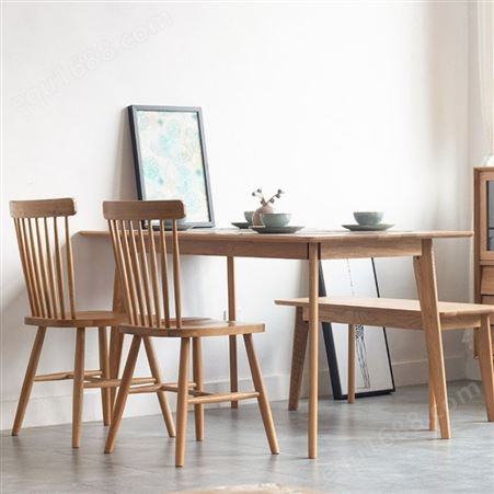 北欧简约餐桌 现代长方形实木饭桌定制 日式家具小户型白橡木餐桌椅组合直营
