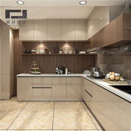 全屋定制厨房橱柜 雅赫软装 实木材质坚固防尘